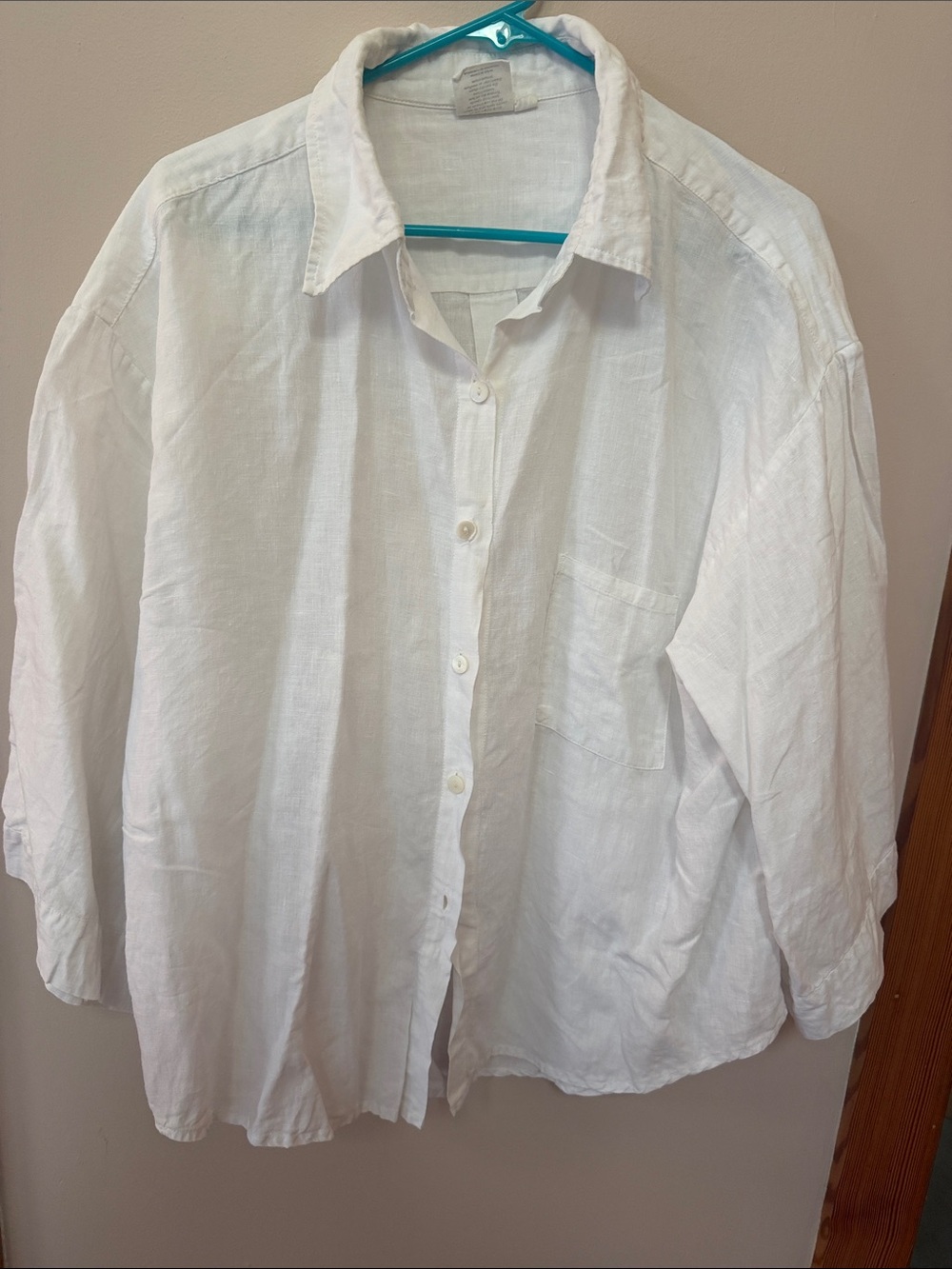 Deiji Studios Women's White Button-Down Linen Shirt